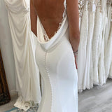 Jayda | White Spaghetti Straps Long Mermaid Boho Wedding Dress with Lace