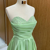 Green Sweetheart Long Sequined Prom Dress