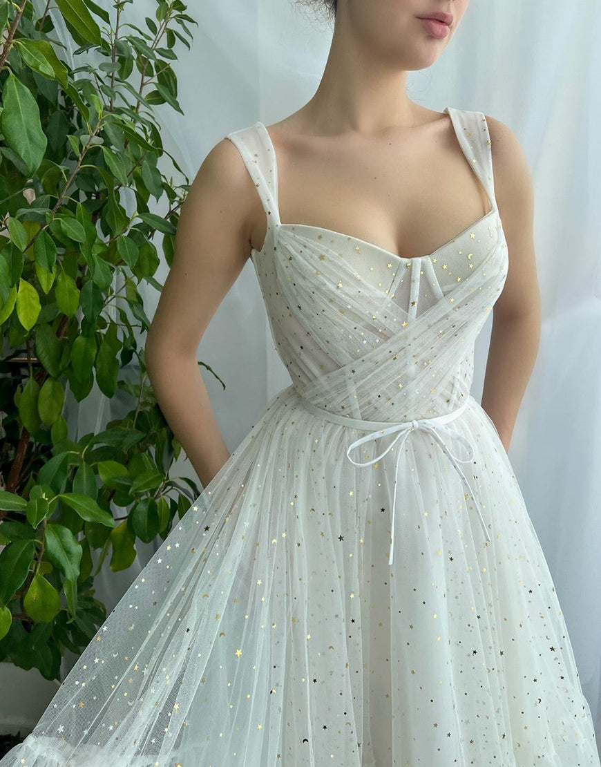 Amie | Straps Short Tulle White Homecoming Dress