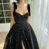 Kenzie | Tulle Bejeweled Cosmic Gown Sweep Train with Slit