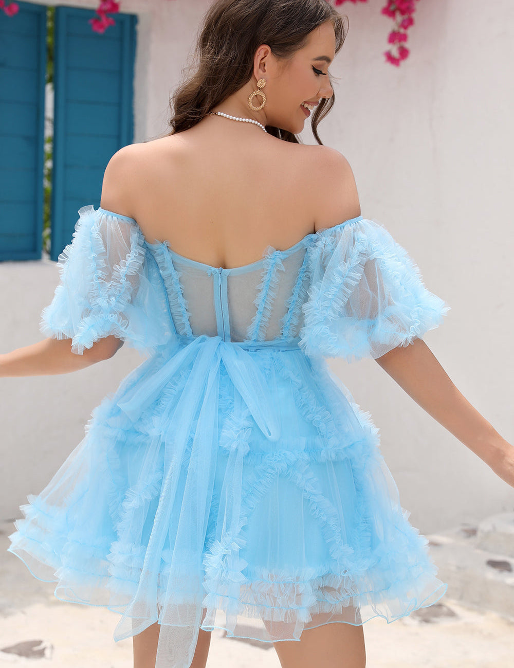 Naomi | A Line Off the Shoulder Tulle Homecoming Dress