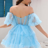 Naomi | A Line Off the Shoulder Tulle Homecoming Dress