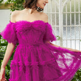 Naomi | A Line Off the Shoulder Tulle Homecoming Dress