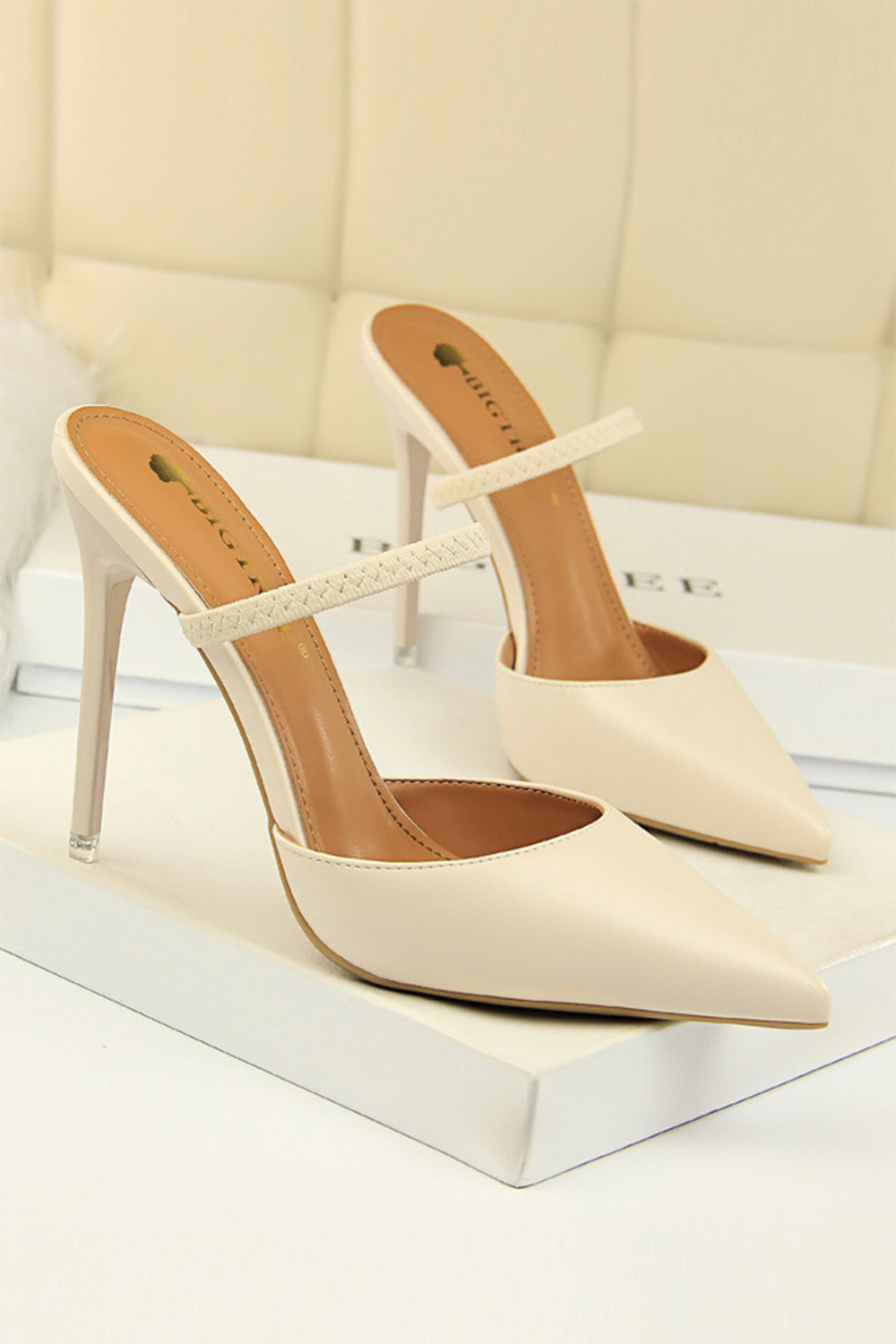 Apricot Stiletto Pointy Heels