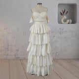 A-Line Beige Multi-Tiered Ruffles Wedding Dresses