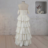 A-Line Beige Multi-Tiered Ruffles Wedding Dresses