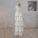 A-Line Beige Multi-Tiered Ruffles Wedding Dresses