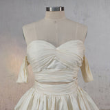 A-Line Beige Multi-Tiered Ruffles Wedding Dresses