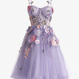 Janeka | A-Line Lavender Bloom Mini Homecoming Dress