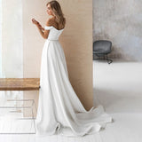 A-Line Off the Shoulder Beaded Wedding Dress