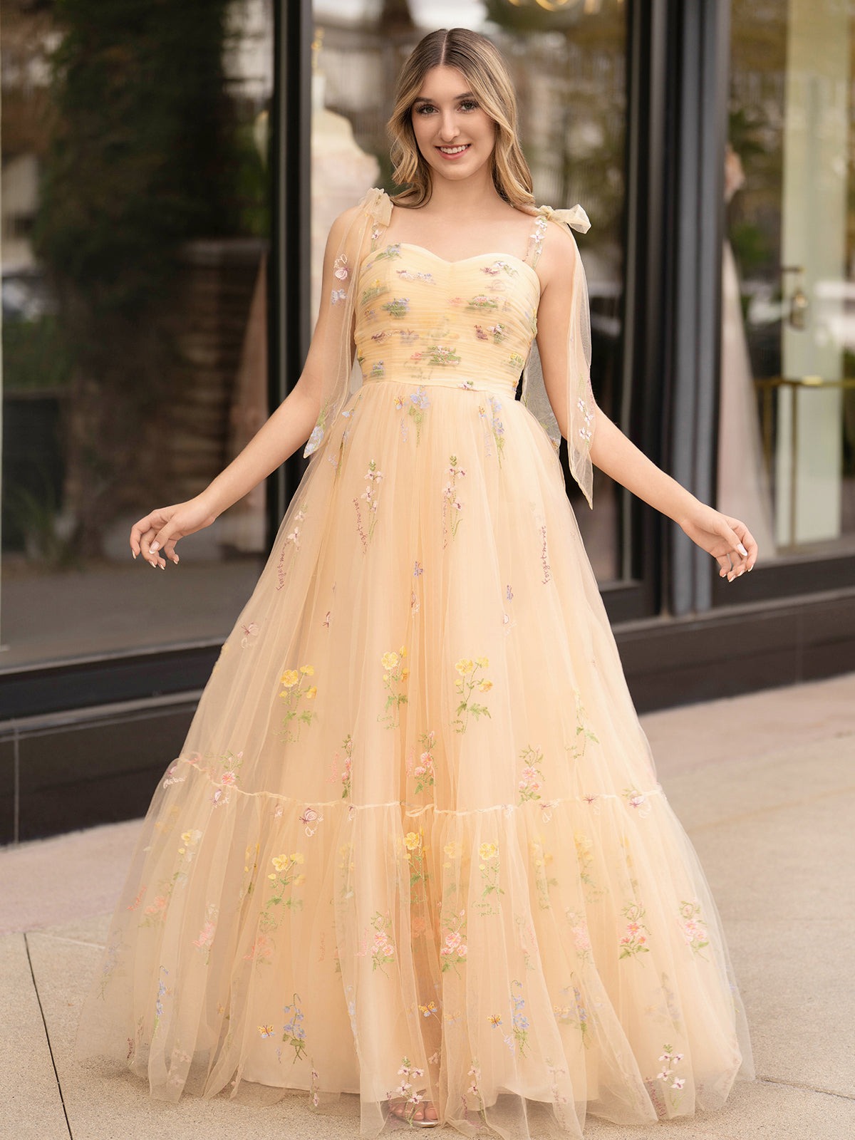 Rowan |A Line Sweetheart Long Prom Dress with Embroidery