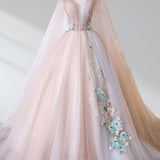 A Line Tulle Khaki Embroidery Appliqued Quinceanera Dresses