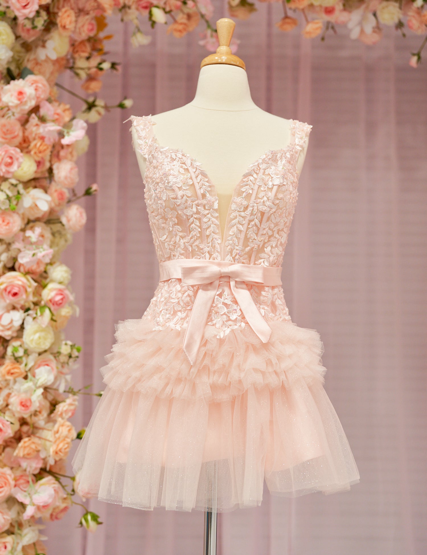 Sadie | A Line Tulle Tiered Short Homecoming Dress