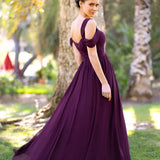 A-Line V-neck Floor-Length Chiffon Bridesmaid Dress