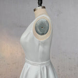 A-Line White Satin Elegant V Neck Wedding Dress