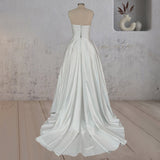 A-Line White Strapless Ruffled Wedding Dresses