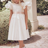 Stacy Ruffle Dress with Soft Pink Sash