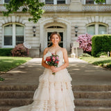 Amanda| A-Line Spaghetti Straps Long Tiered Tulle Prom Dress With Split