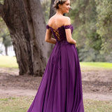 Applique Lace Floor Length Chiffon Prom Dress