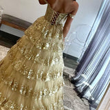 Leona |Princess Off the Shoulder Sequined Lace Prom Dress