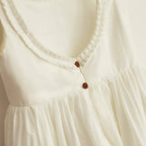 U Back Cotton Ruffle Neckline Flower Girl Dress