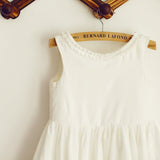 U Back Cotton Ruffle Neckline Flower Girl Dress