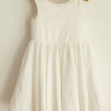 U Back Cotton Ruffle Neckline Flower Girl Dress