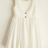 U Back Cotton Ruffle Neckline Flower Girl Dress