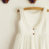 U Back Cotton Ruffle Neckline Flower Girl Dress