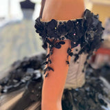 Black Off the Shoulder Quinceanera Dresses With 3D Flowers