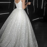 Noemi | Ball Gown Prom Dresses Glittering Dress Wedding Party Court Train Sleeveless Spaghetti Strap Tulle with Sequin