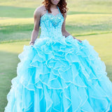 Halter Tulle Ball Gown Quinceanera Dresses With Rhinestones