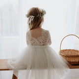 Melody Long Sleeves Lace Tulle Flower Girl Dress