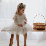 Melody Long Sleeves Lace Tulle Flower Girl Dress