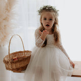 Melody Long Sleeves Lace Tulle Flower Girl Dress