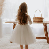 Melody Long Sleeves Lace Tulle Flower Girl Dress