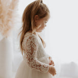 Melody Long Sleeves Lace Tulle Flower Girl Dress