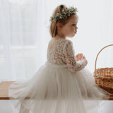 Melody Long Sleeves Lace Tulle Flower Girl Dress