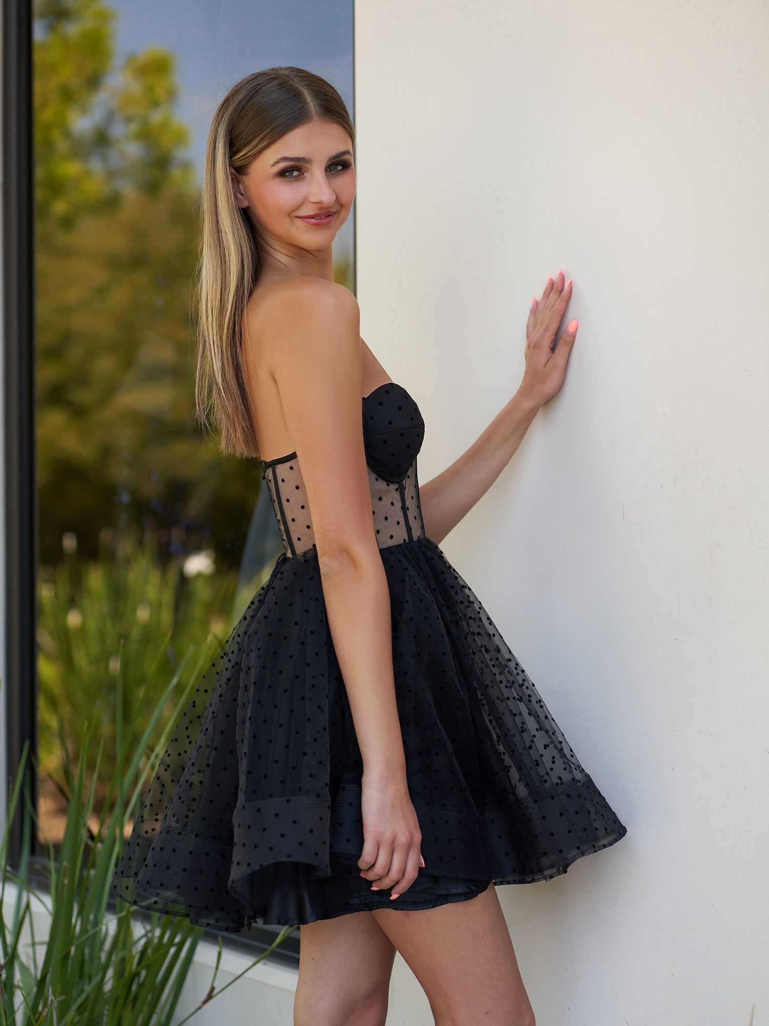 Corset Dotted Tulle Short Length Tulle Homecoming Dress