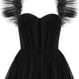 Katalina |A-Line Corset Ruffled Tulle Prom Dress