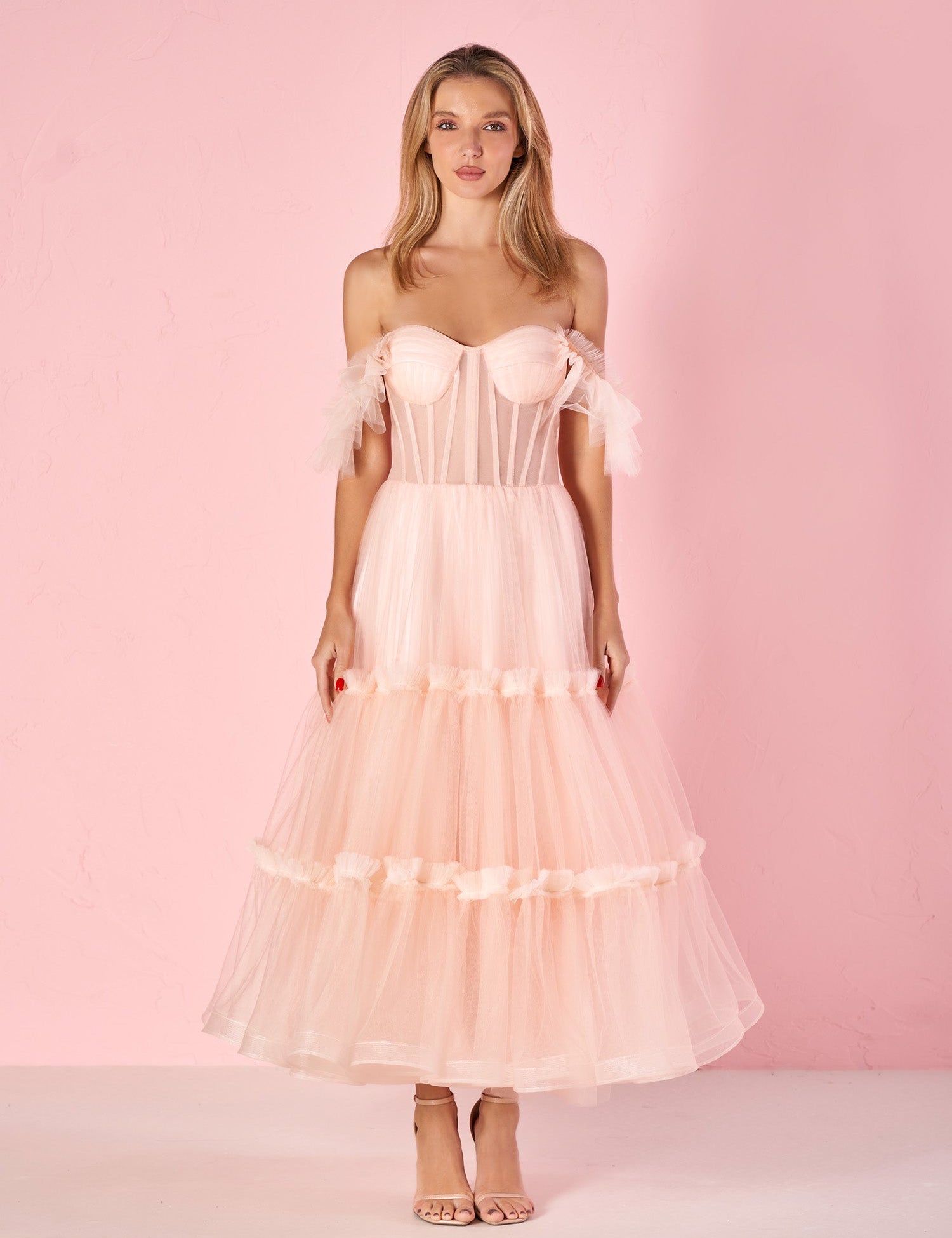 Katalina |A-Line Corset Ruffled Tulle Prom Dress