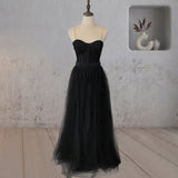 Black Tulle Delicate Spaghetti Straps Sweetheart Wedding Dress