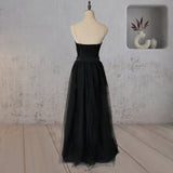 Black Tulle Delicate Spaghetti Straps Sweetheart Wedding Dress