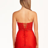 Blanche | Red Sheath Beaded Satin and Lace Homecoming Dress