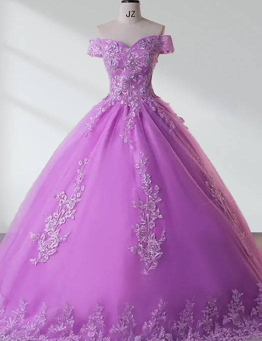 Royal Blue Lace Off the Shoulder Quinceanera Dresses with Flowers