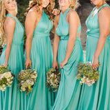 A Line Halter Neck Jersey Bridesmaid Dress With Half Sleeves And Straps Back