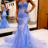 Evie |Mermaid Sweetheart Neck Lace Long Prom Dress With Appliques