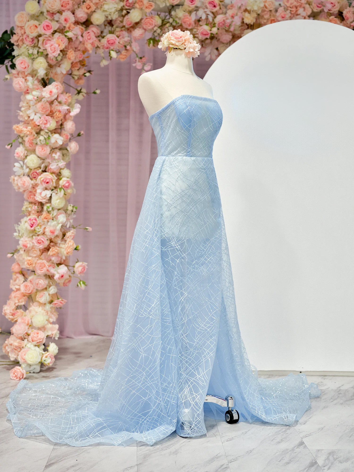 Celia | A-line Strapless Blue Long Prom Dresses Unique Evening Dress