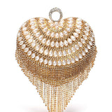 Champagne Beaded Pearls Party Clutch