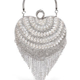 Champagne Beaded Pearls Party Clutch